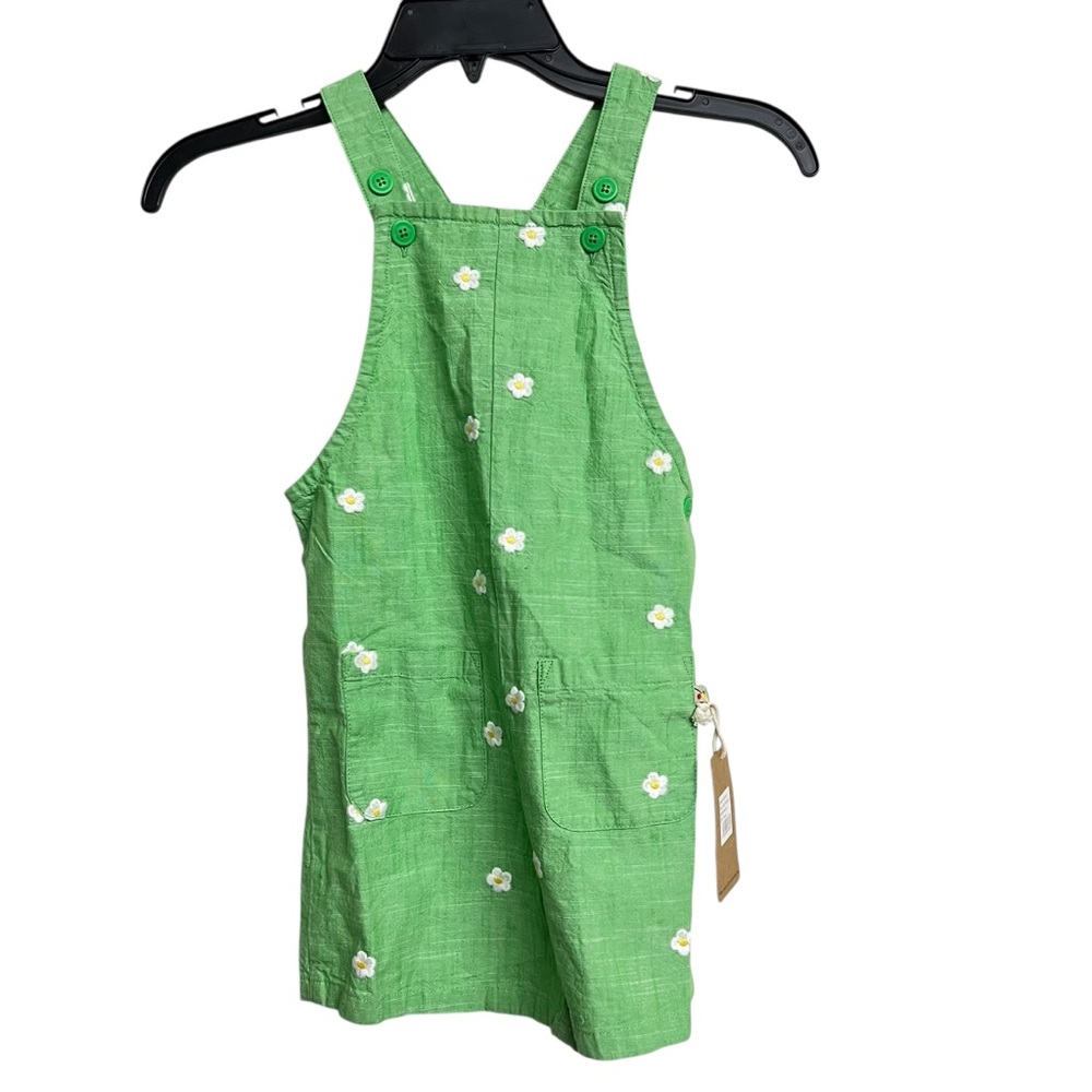 New Girls Frugi Hazel Green Daisy Dungaree‎ Shortalls Romper Organic